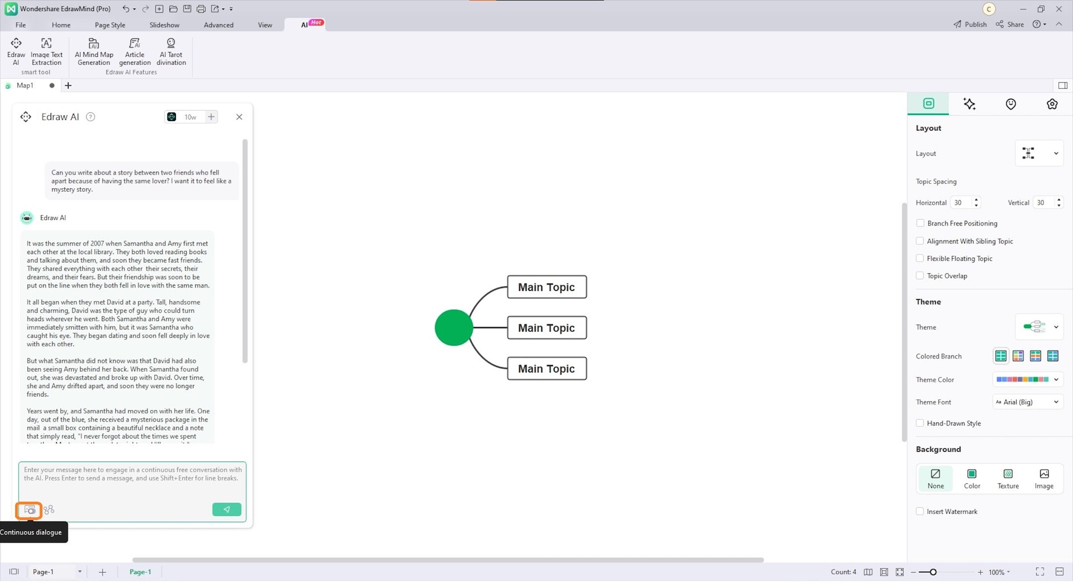 edraw ai continuous dialogue function