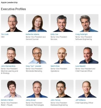 Perfiles ejecutivos del liderazgo de Apple