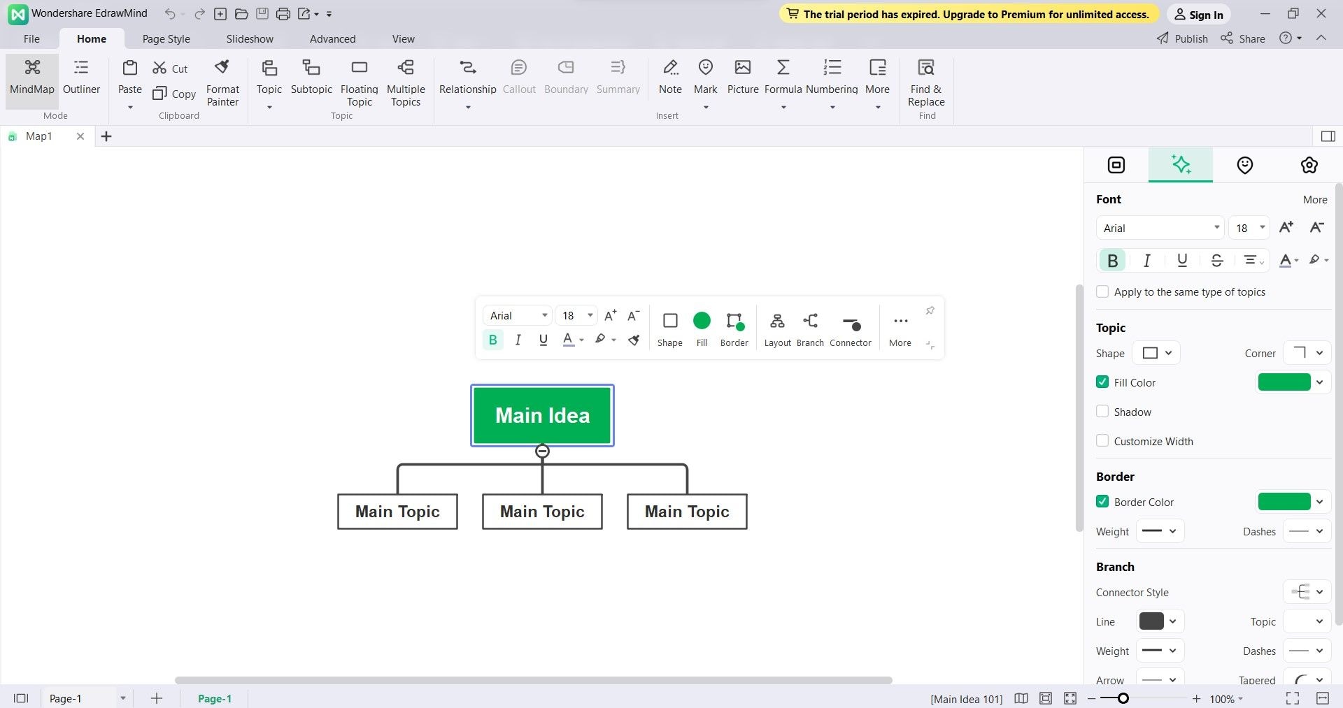 Plantilla en blanco de organigrama de Edrawmind