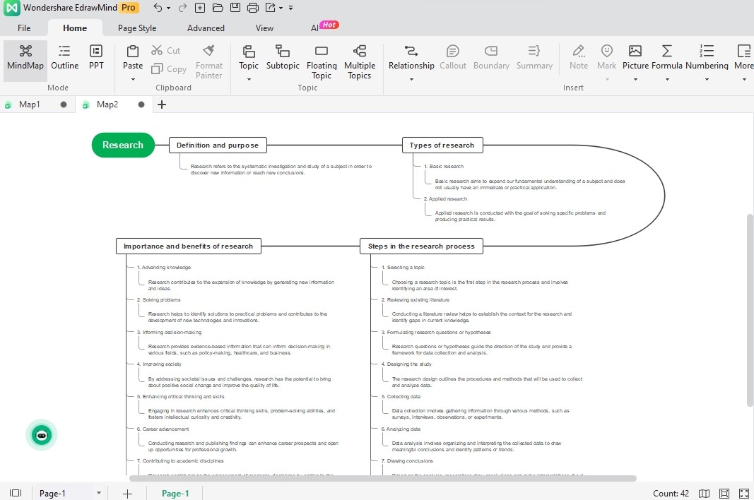 organizing notes in edrawmind