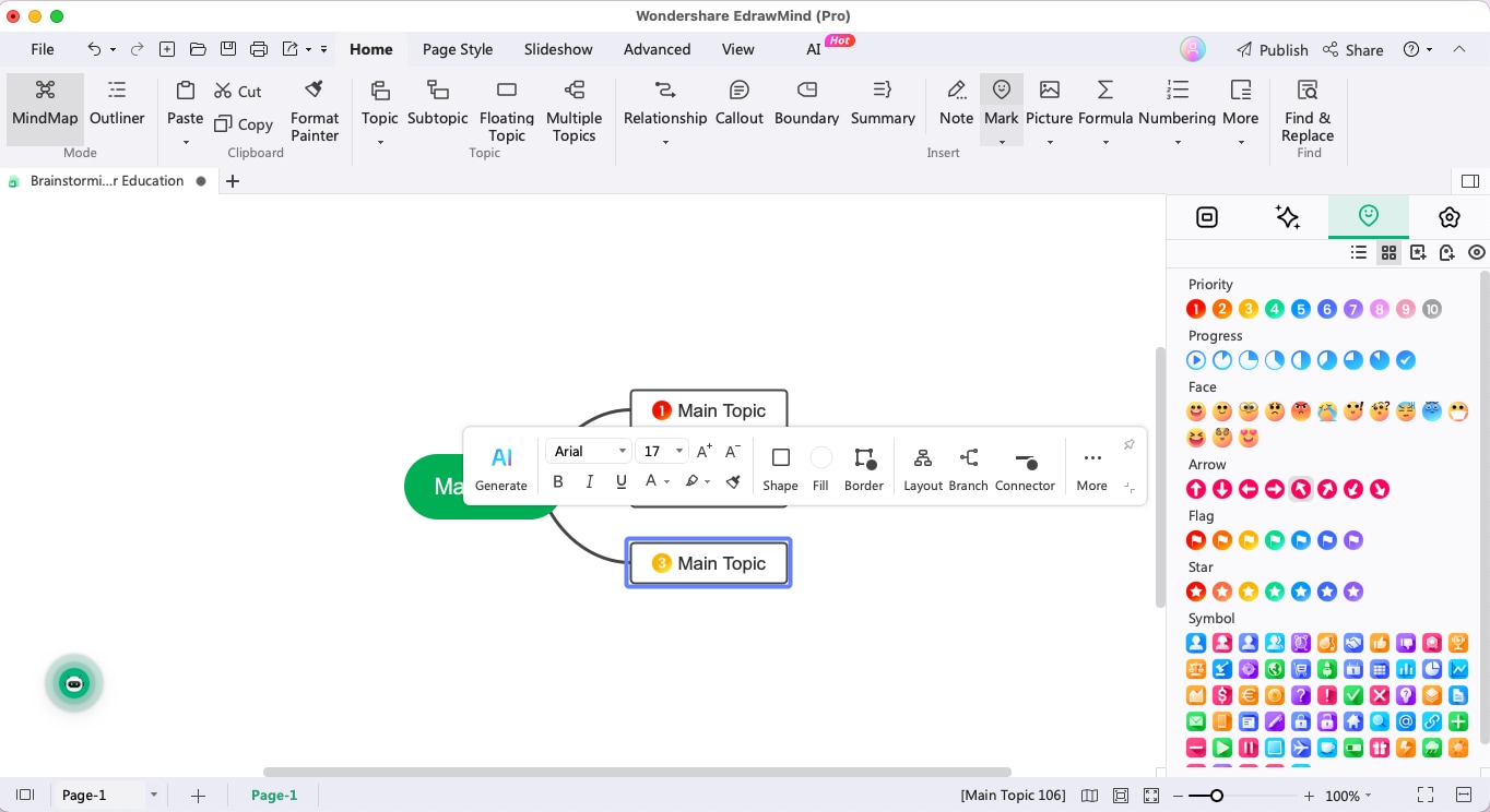 interface of edrawmind