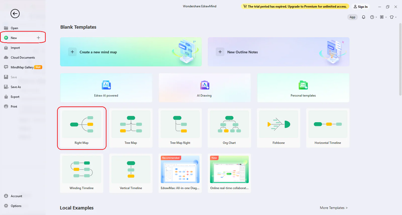 crear un mapa de burbujas usando EdrawMind