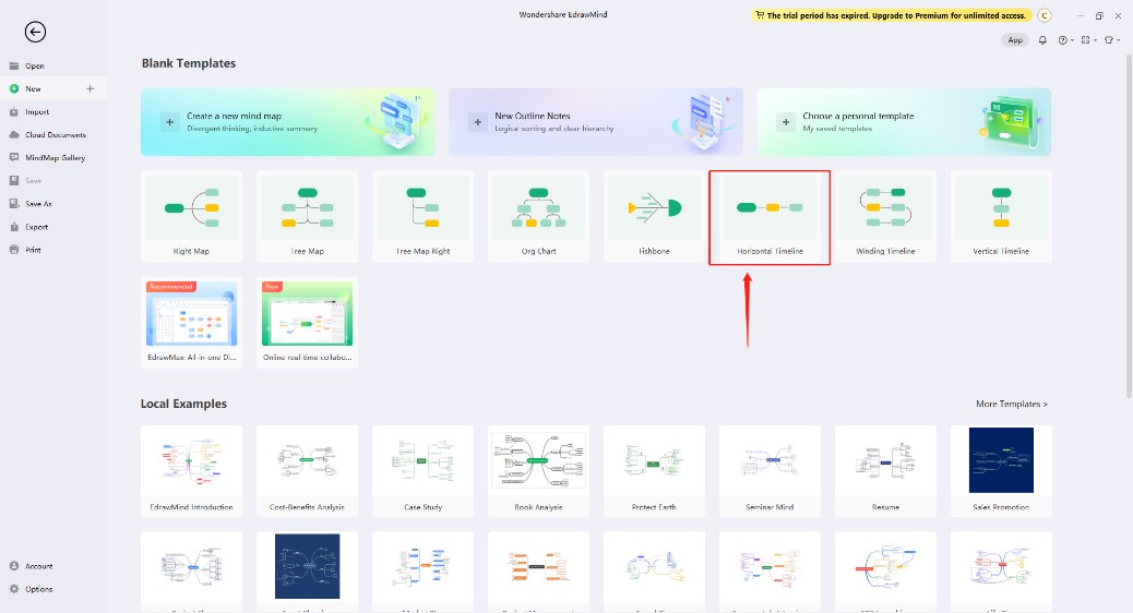 select edrawmind horizontal timeline