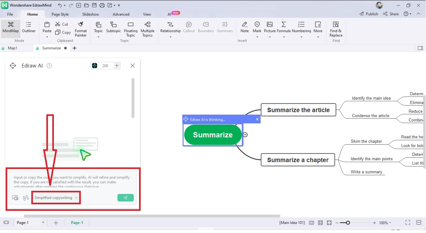 summarize texts with edraw ai