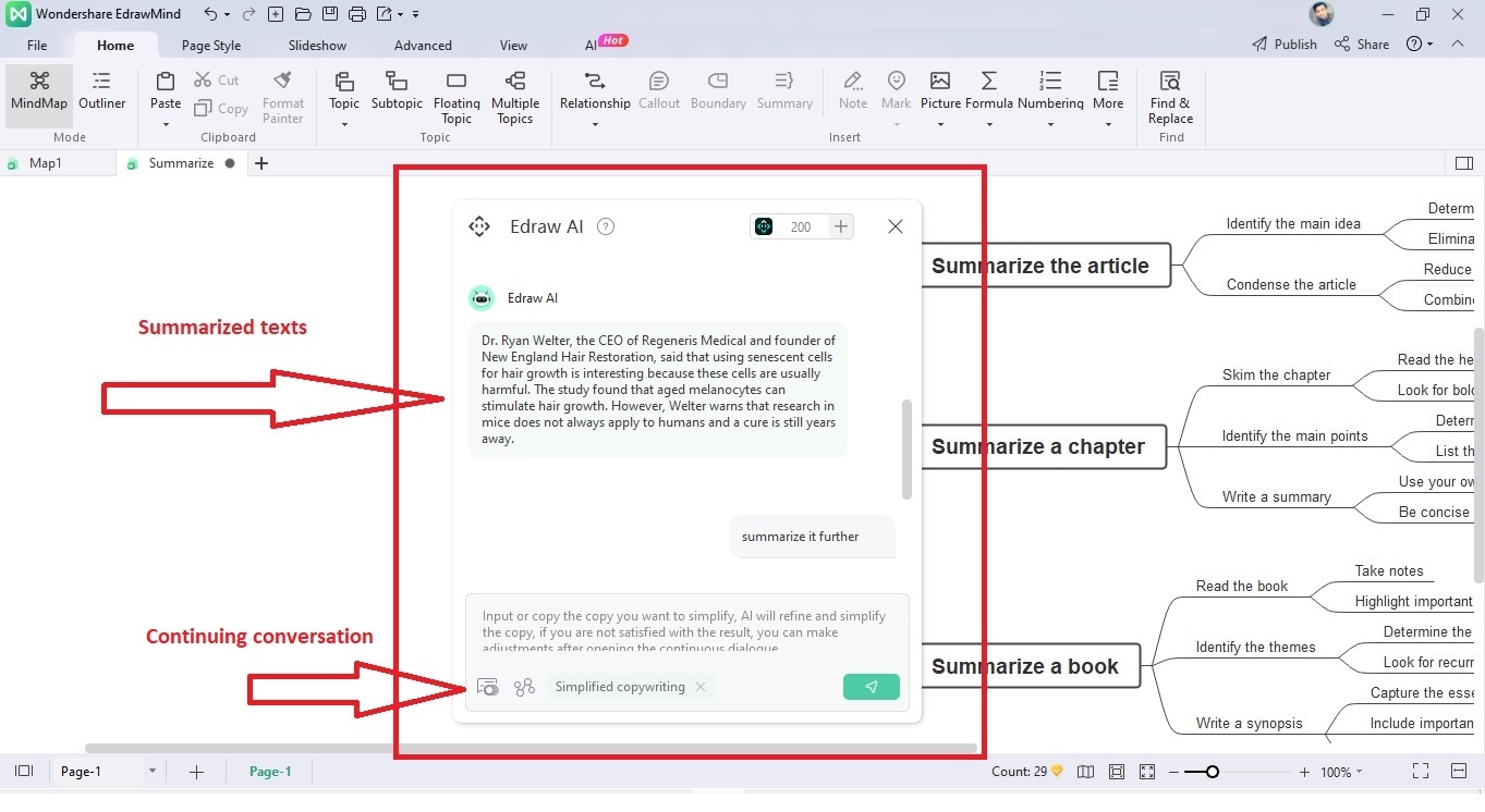 resumir los últimos detalles con IA de Edraw