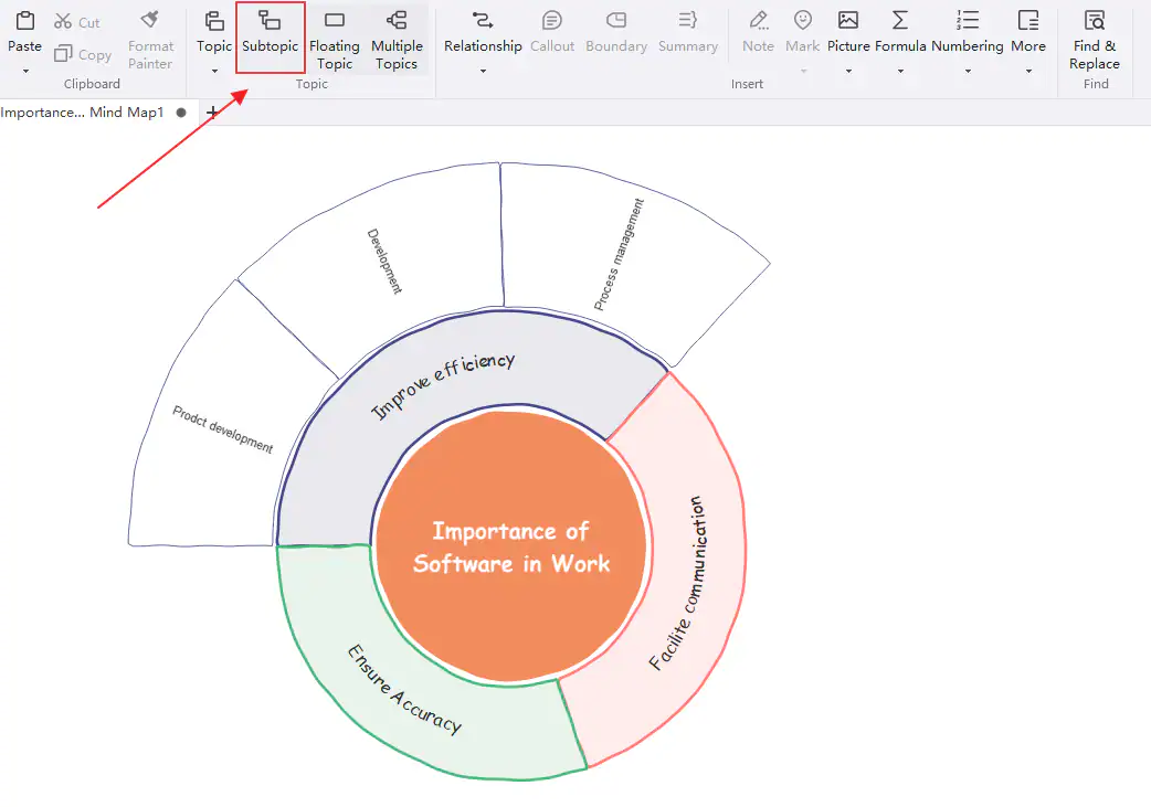 Personalizar el concepto central del mapa circular y ampliar con palabras clave relevantes