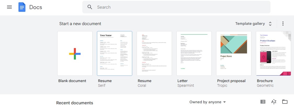 google docs home