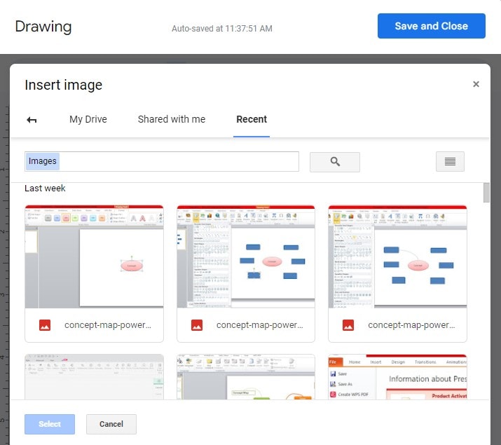 inserta imagen para plantilla de mapa conceptual google docs