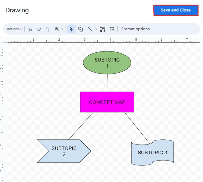 guarda y cierra plantilla de mapa conceptual google docs