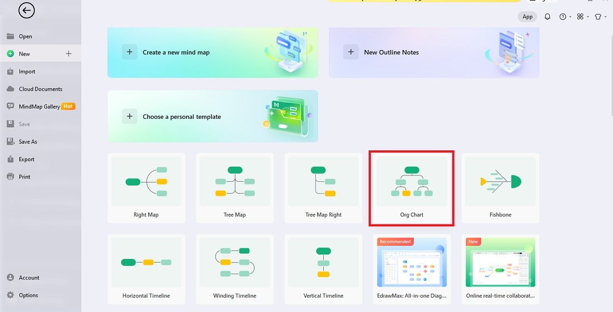 Crea un organigrama usando Edrawmind