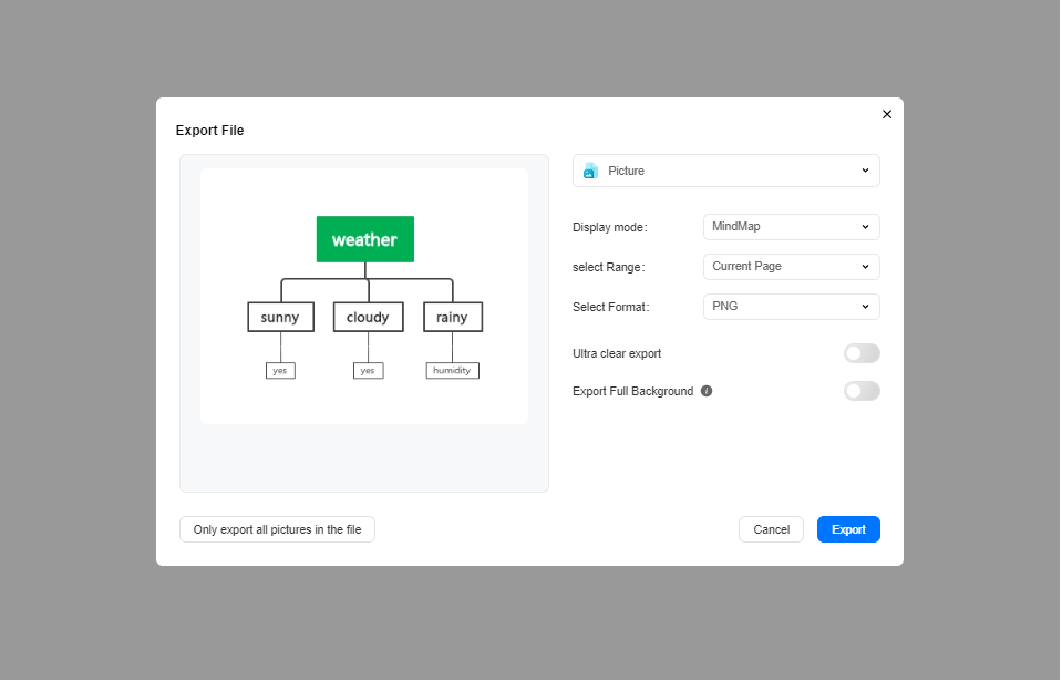 select the file format