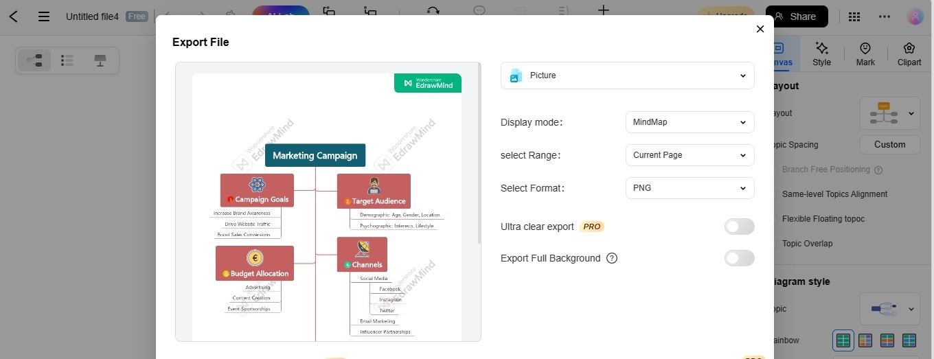 Baumdiagramm exportieren