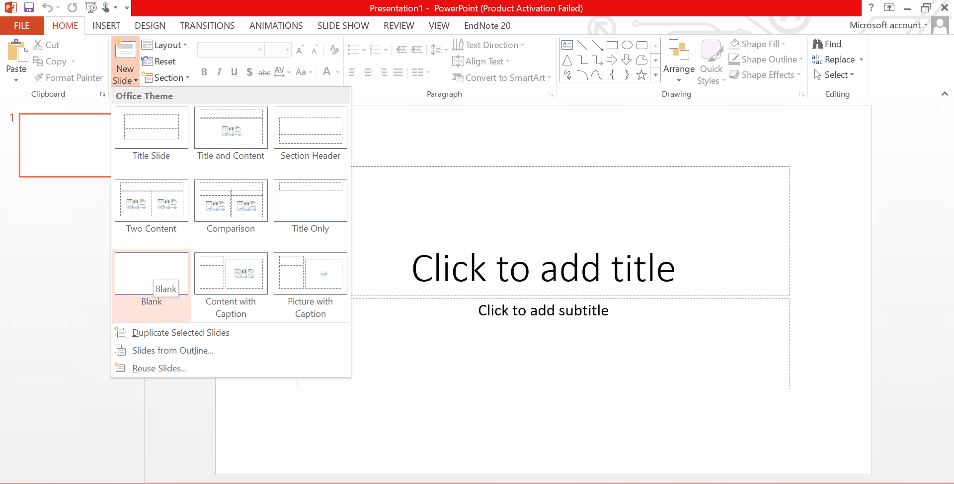 go to home tab powerpoint