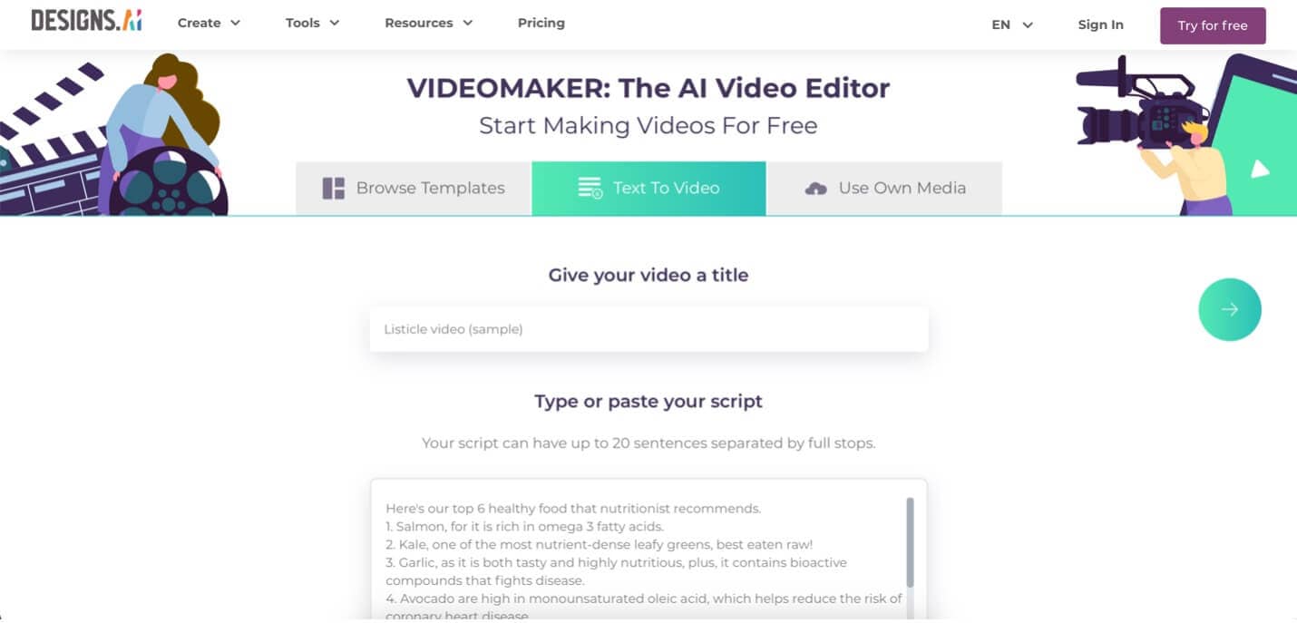 designs.ai video maker