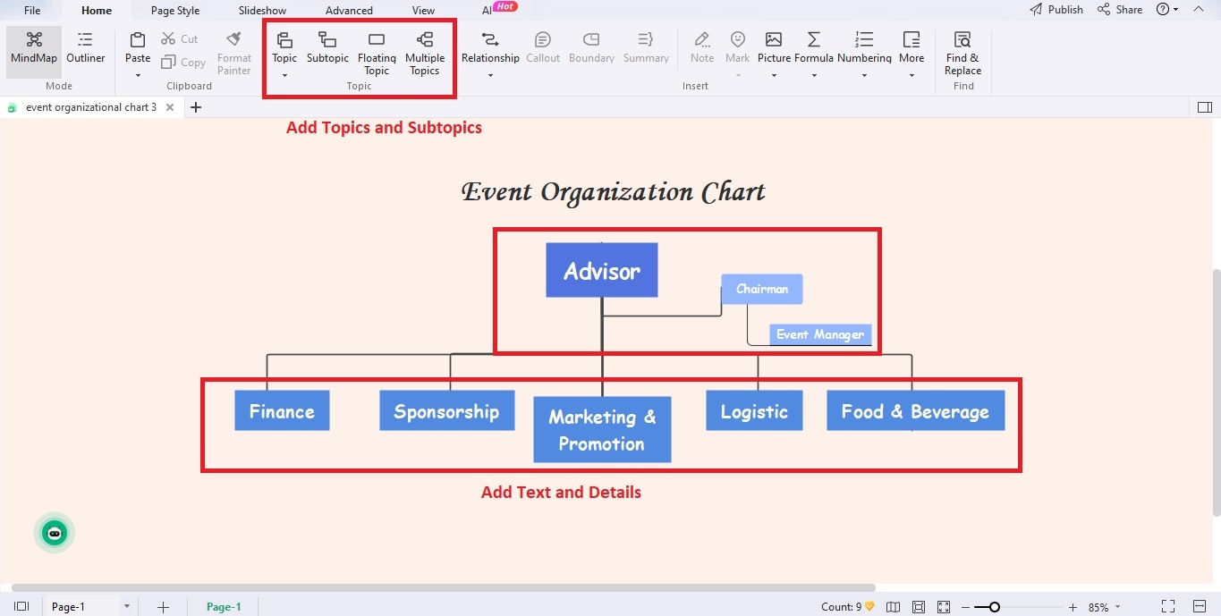 creating your event org chart