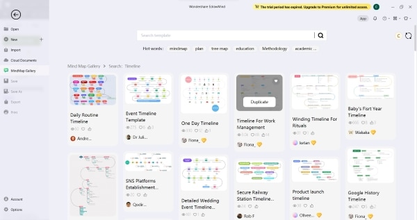 Modelli di timeline locali di EdrawMind