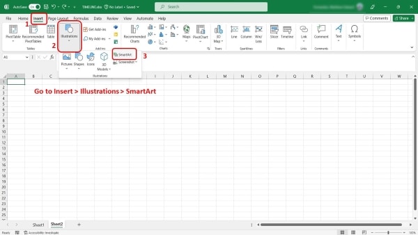 insertar ilustración en una hoja Excel con SmartArt