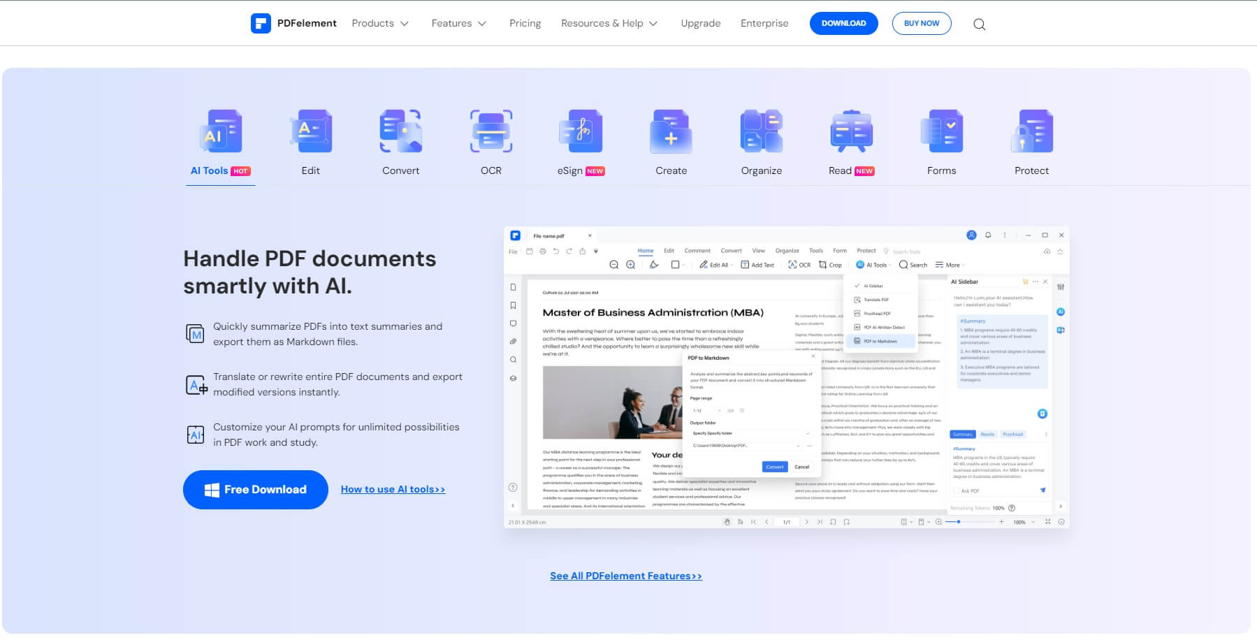 Ventana principal pdfelement ia