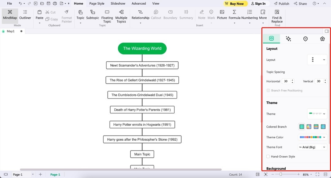 edit main topics edrawmind