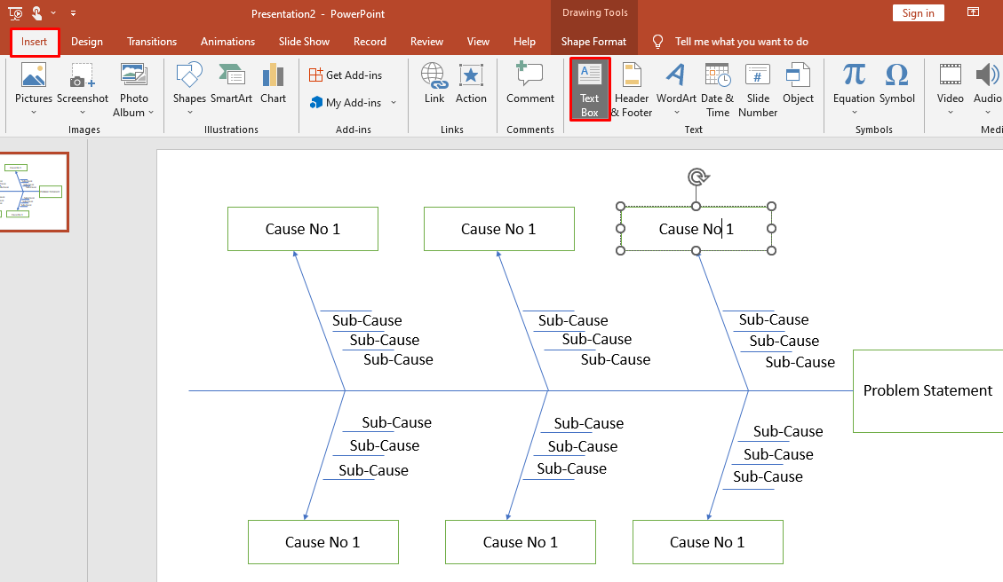 Wie man ein Fischgrätendiagramm in Powerpoint erstellt