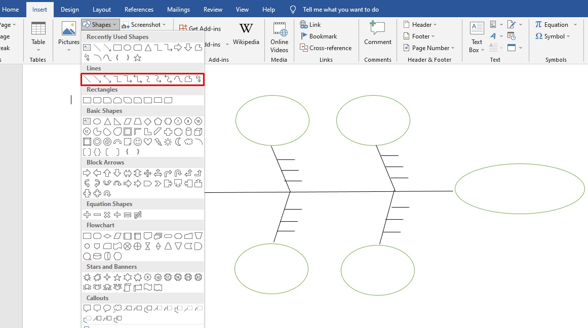 Cómo hacer un diagrama de espina de pescado en Word