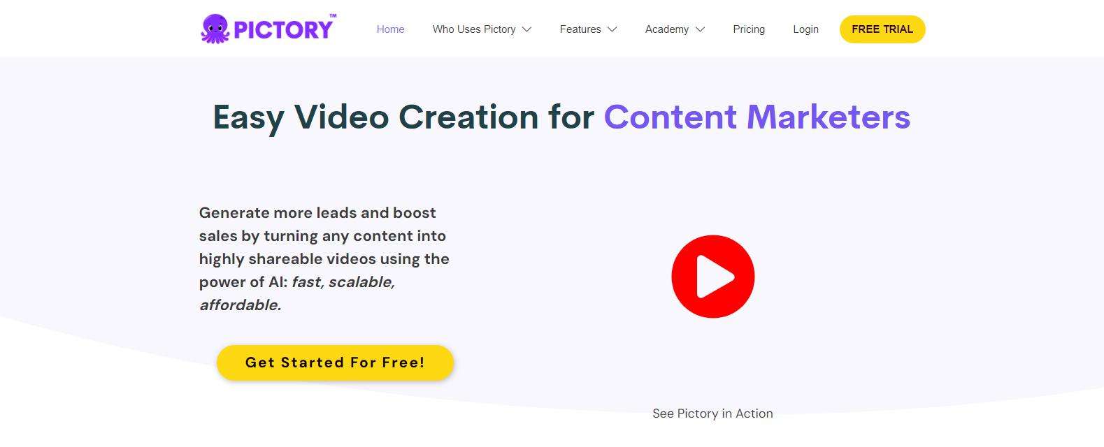 generador gratuito de video con ia pictory