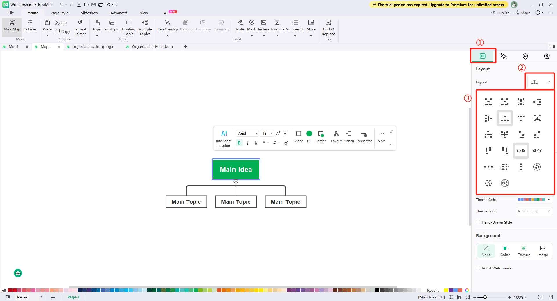 Organigramm Layout in Edrawmind