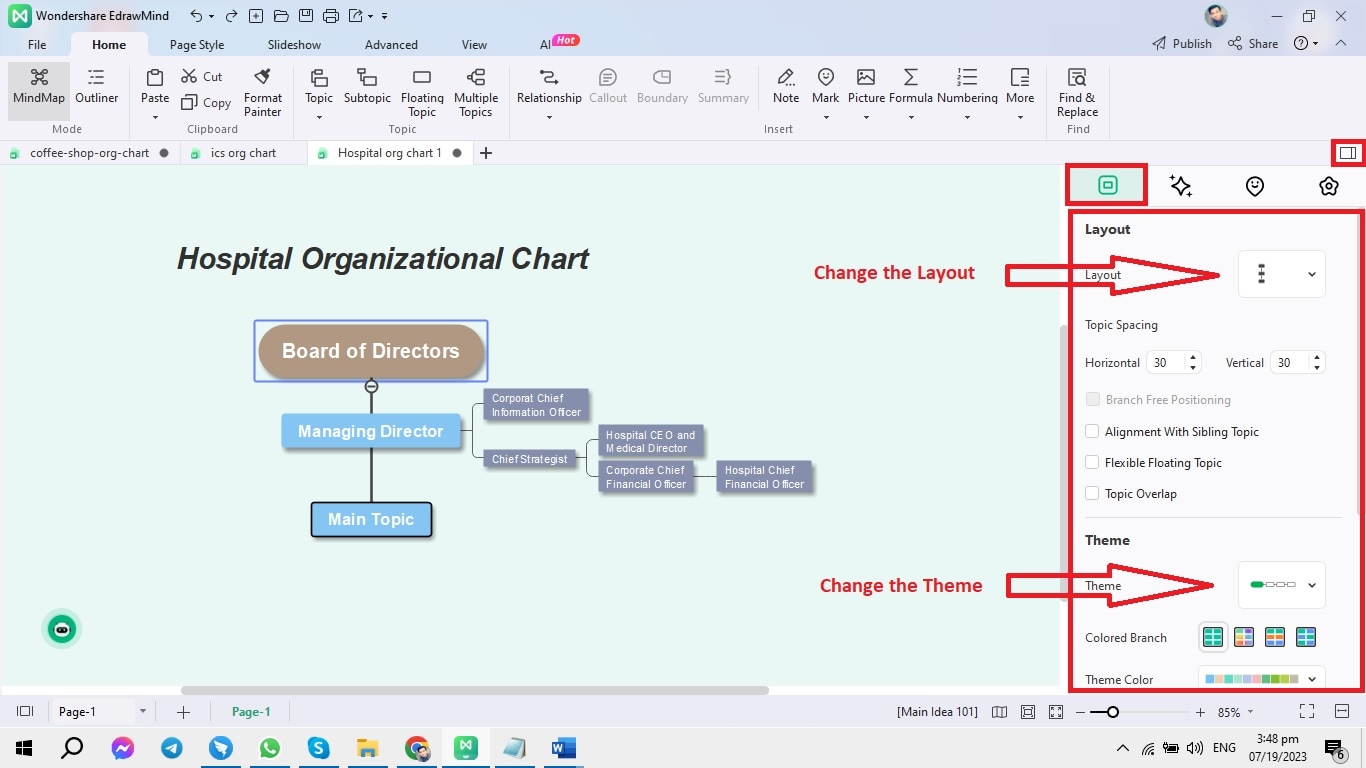 personalizar el diseño y temas en EdrawMind