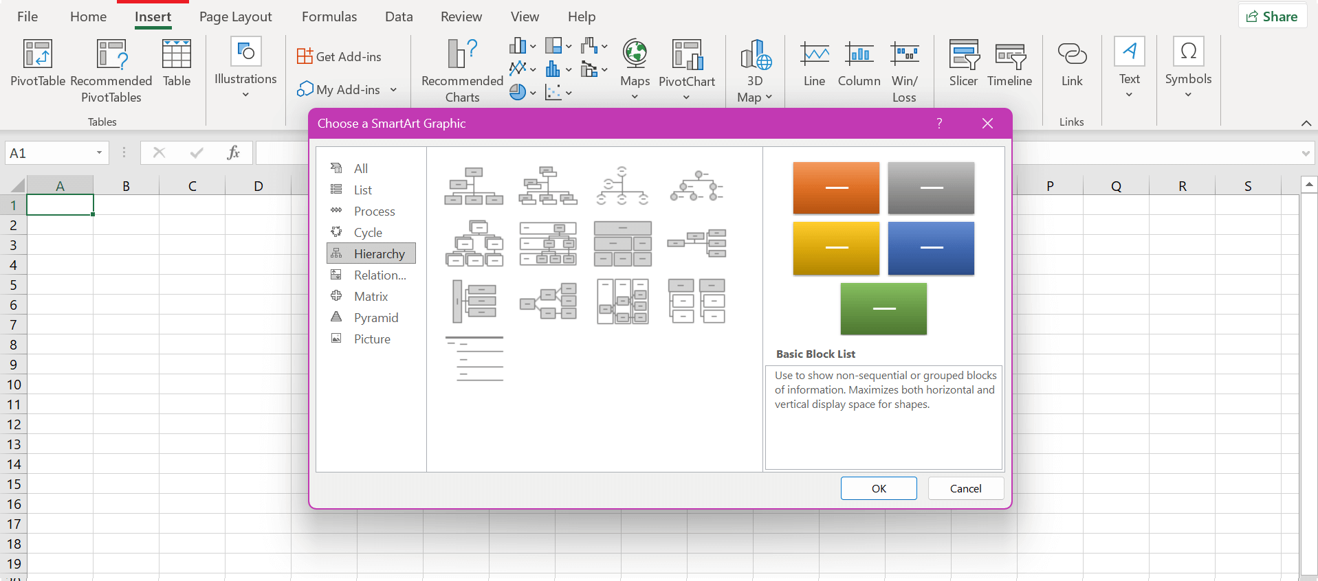 seleziona diagramma gerarchico