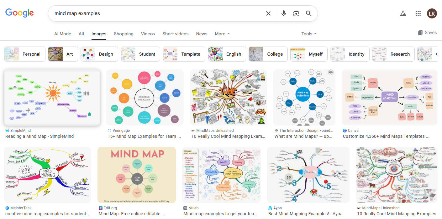 Find Mind Map Templates on Google