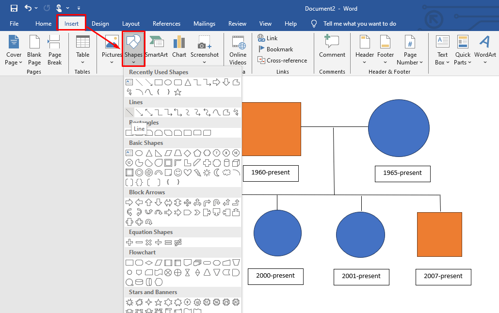 家族を線でつなぐ