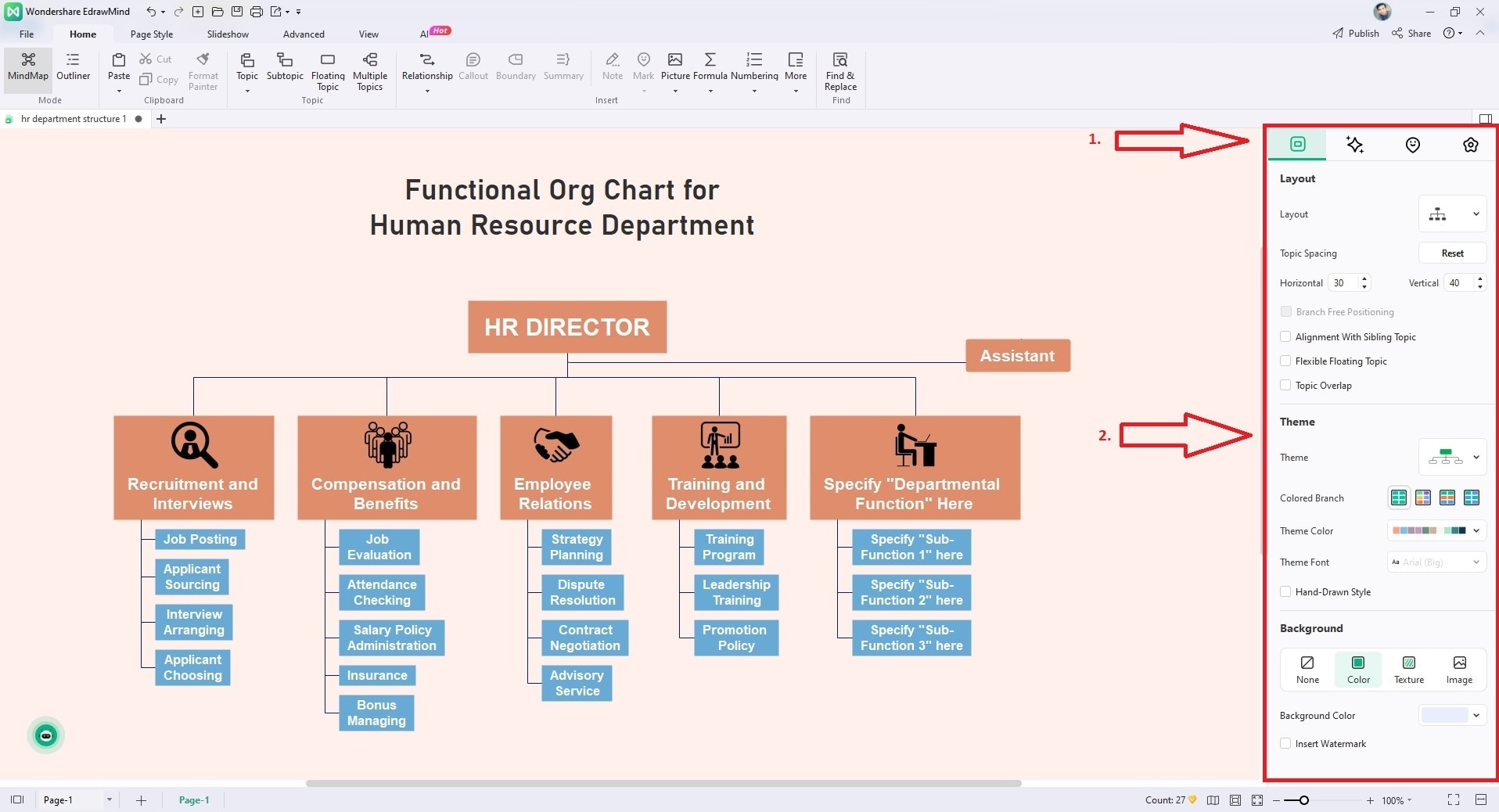 edit org chart theme