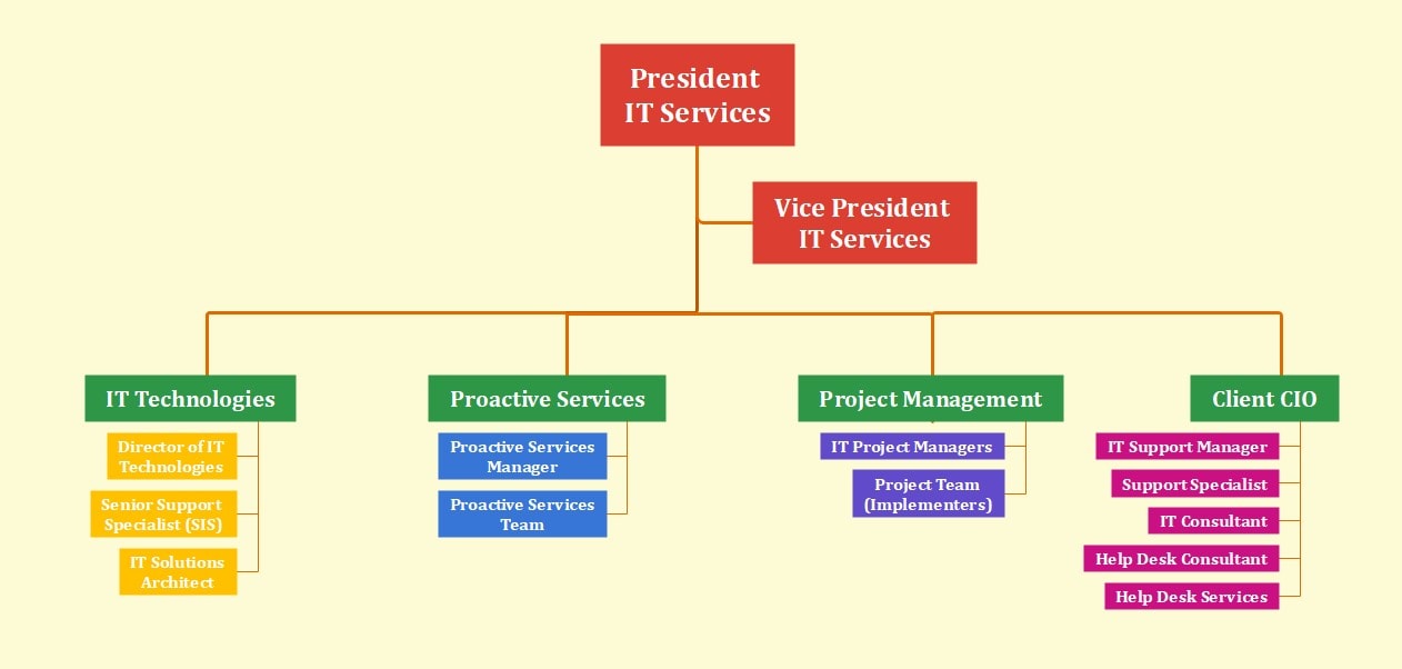 Abteilungsbezogene und hierarchische IT-Organisationsstruktur