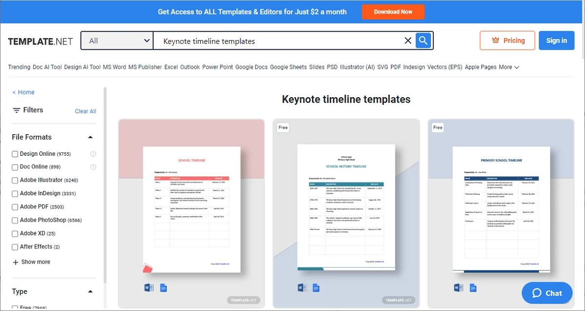 template net timeline keynote