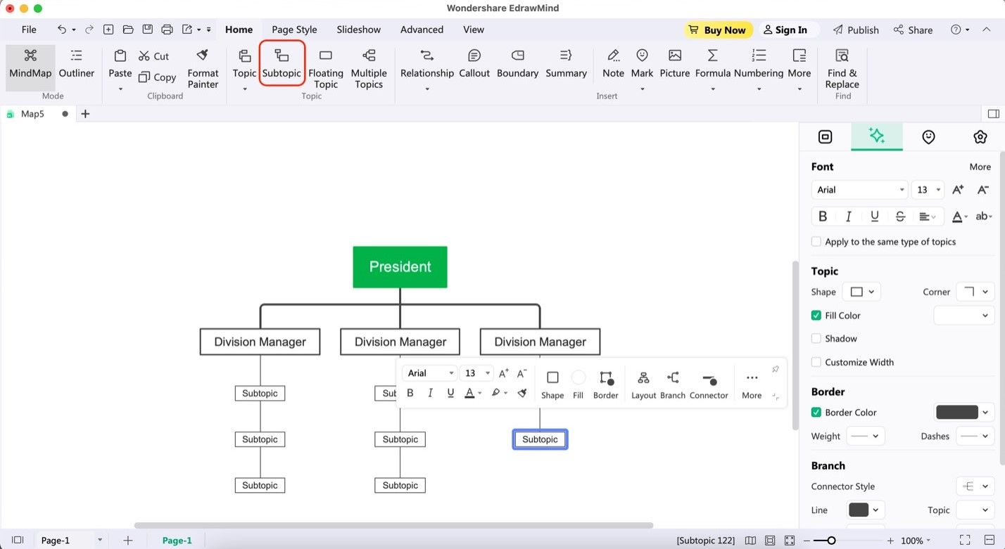 edrawmind subtopic feature