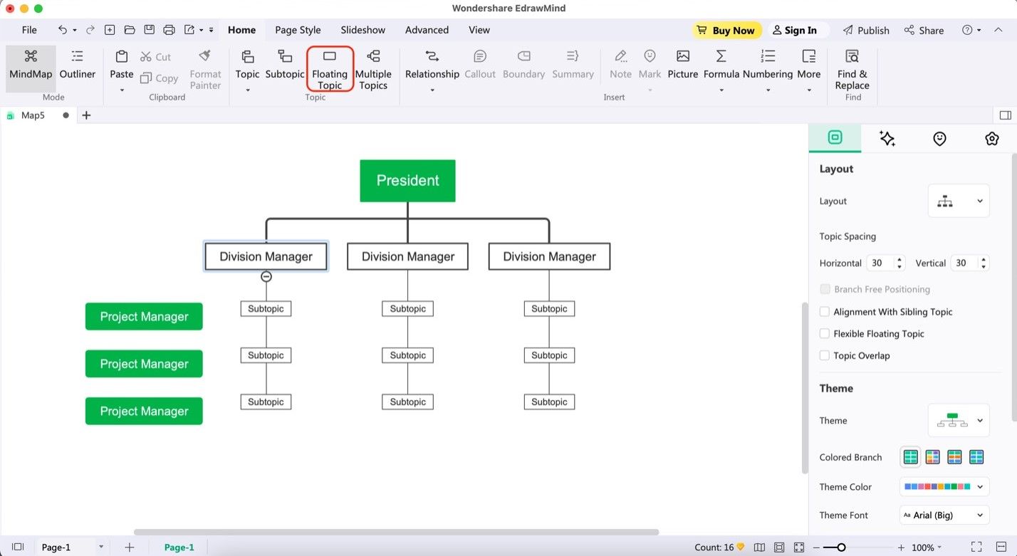 edrawmind floating topic feature