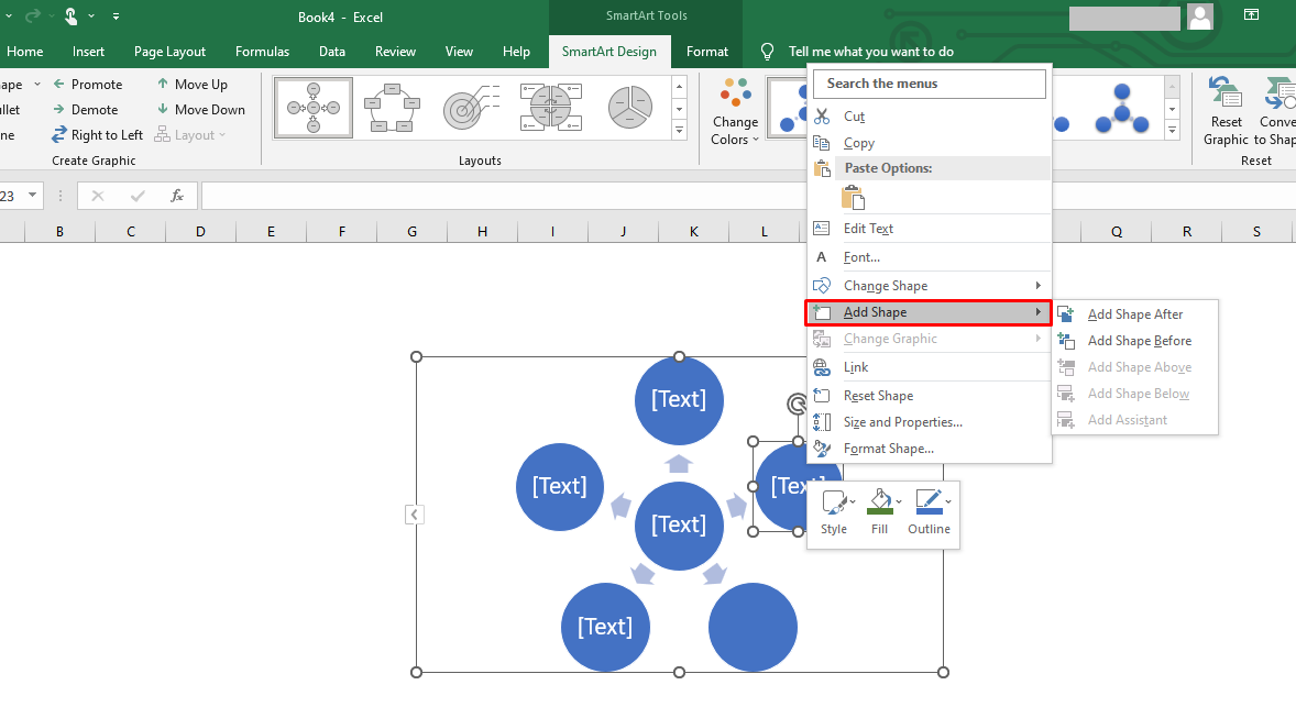 mind map excel étape 2