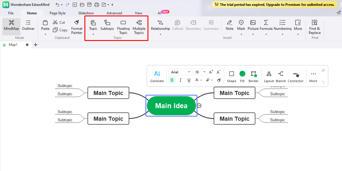 Wie man eine Mind Map in Edrawmind erstellt