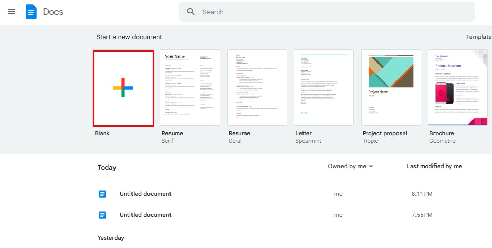 Mapa mental google docs paso 1 a