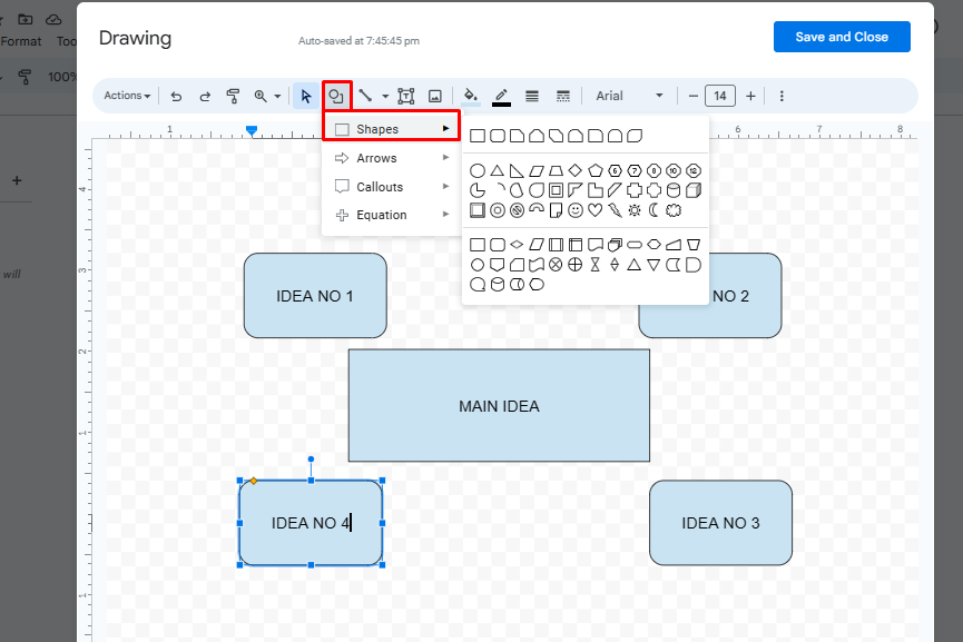 mind map google docs step 2a