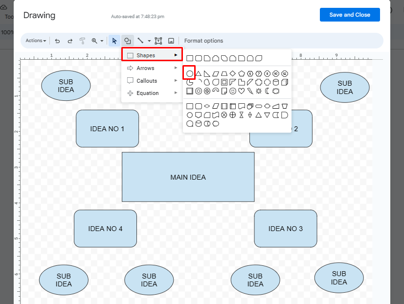 mind map google docs schritt 2b