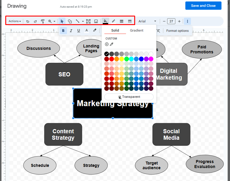 Mapa mental google docs paso 4