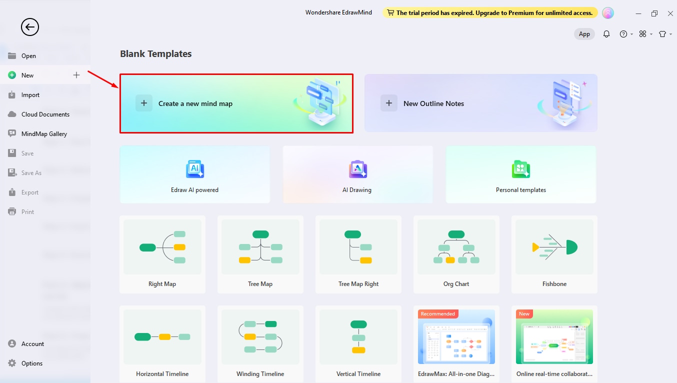 mind map edrawmind schritt 1