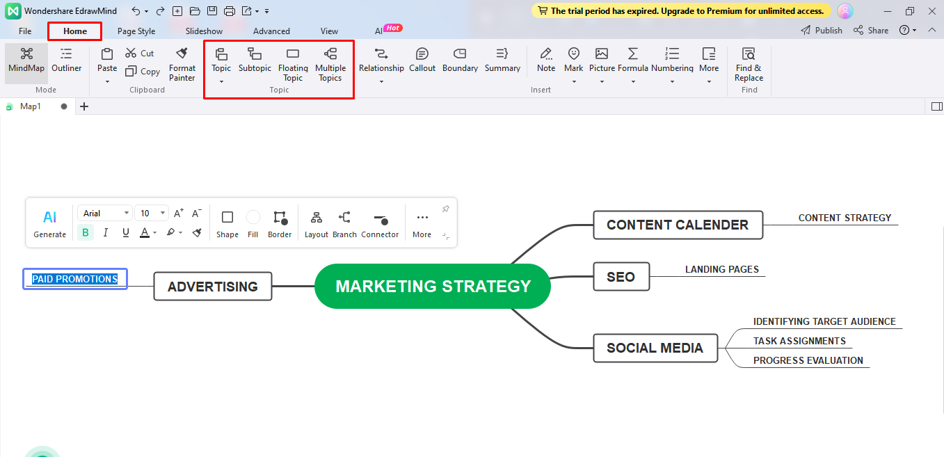 mind map edrawmind step 3