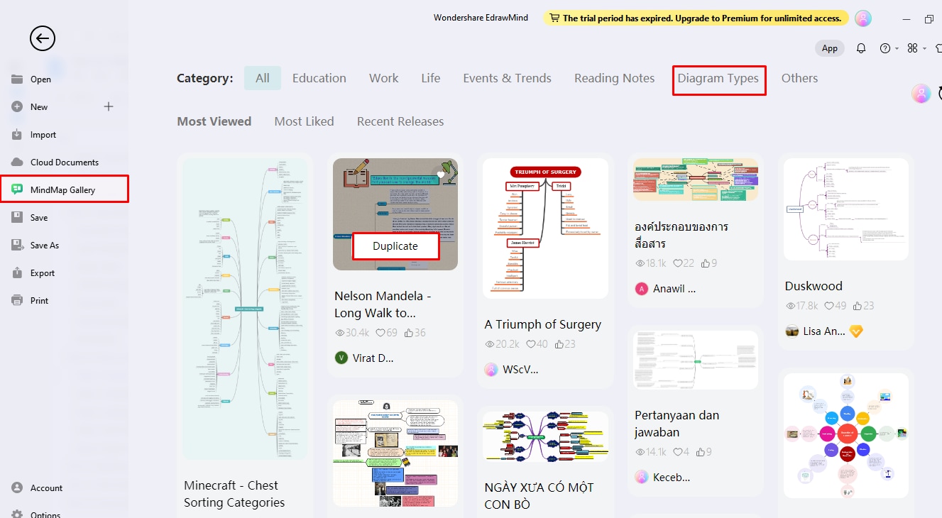 mind map create new map template step 1