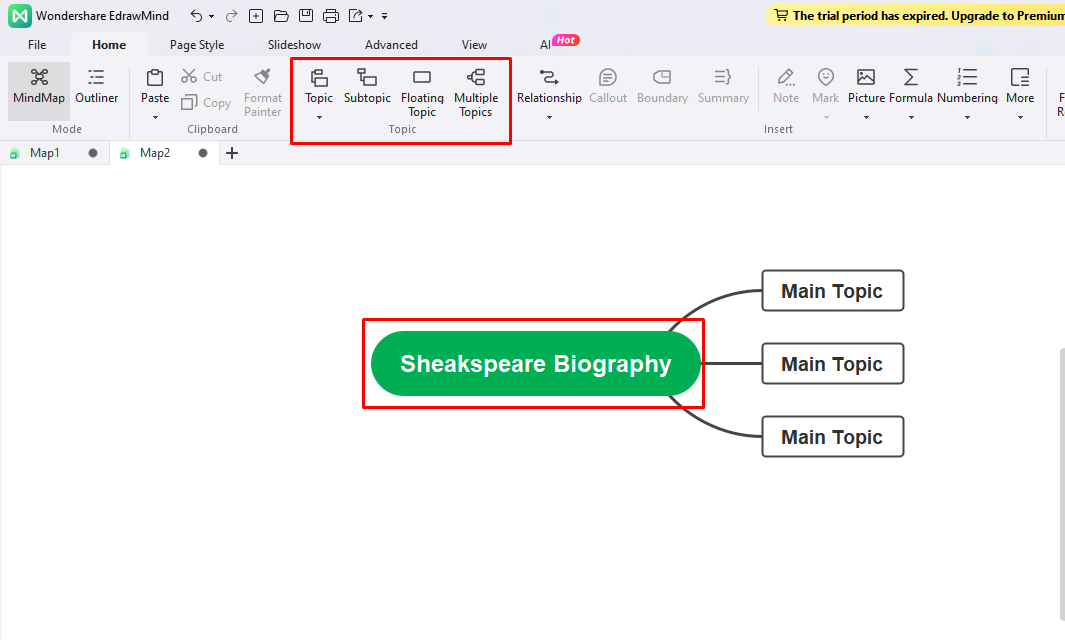 mind map main idea sketch step 2