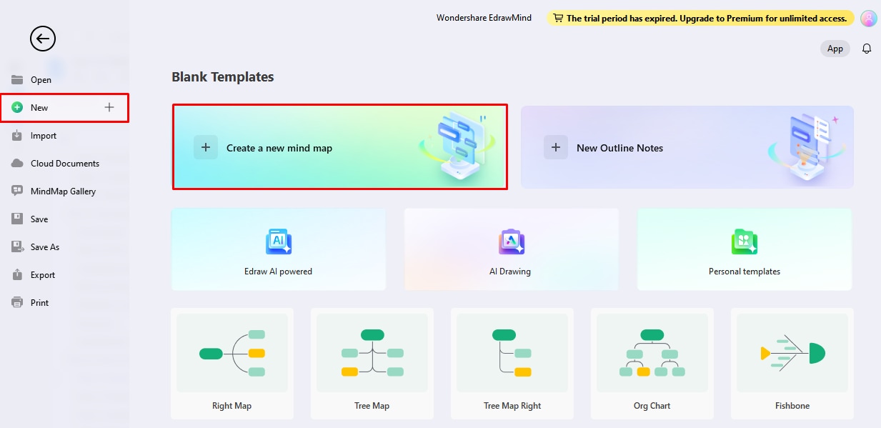 mind map create new map sketch step 1