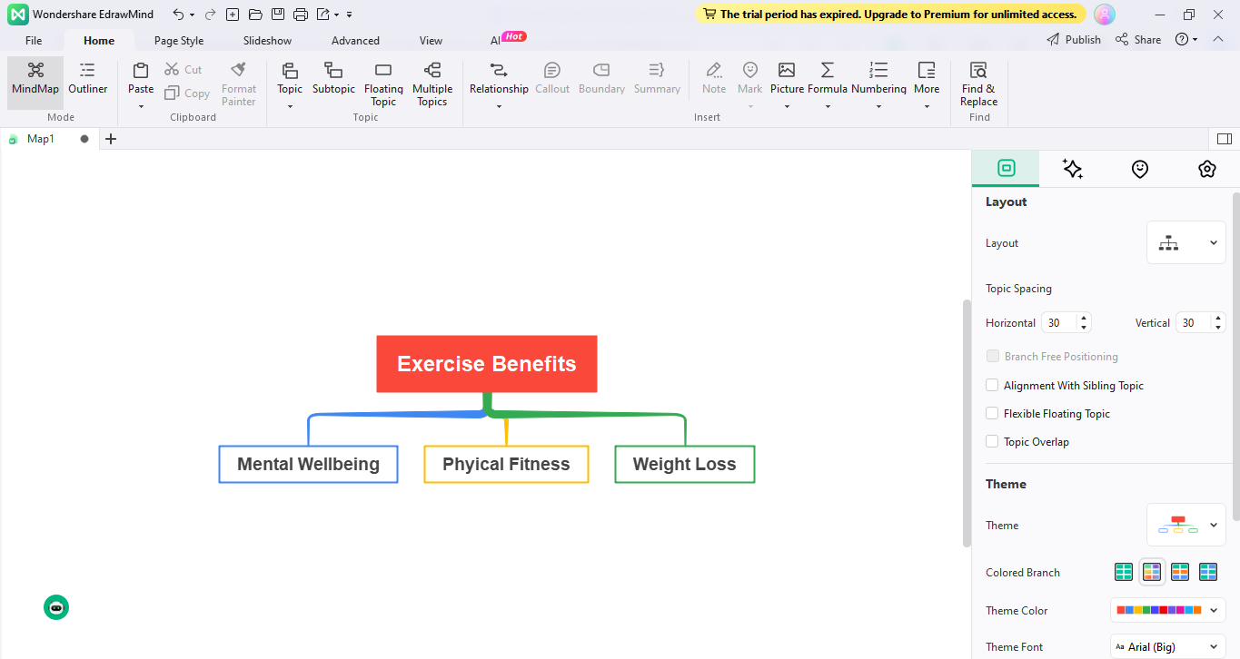 Mind Map Neue Map erstellen Skizze Schritt 2