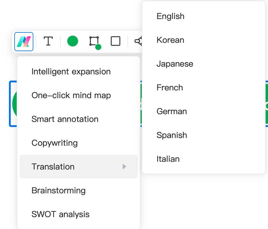 opciones de traducción con ia de edrawmind