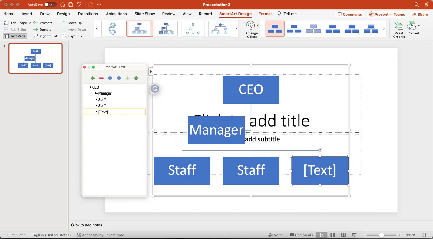 cuadro de texto SmartArt en Microsoft PowerPoint